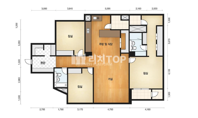 인천 서해구 청라동 103-16 507동 청라sk뷰 아파트38평형 방3,화2 매매 매매 매물번호 10305 사진 2